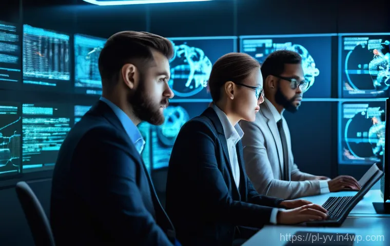 암호화 프로토콜의 표준화 기구 소개 - **Prompt:** A diverse group of cybersecurity experts, male and female, of varying ages and ethniciti...